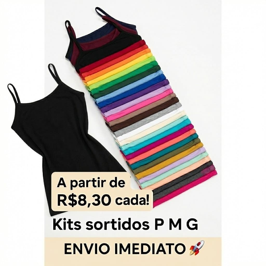 Kit Blusas Femininas Regata Alcinha Malha Suede Atacado Revenda • Sortidas P M G