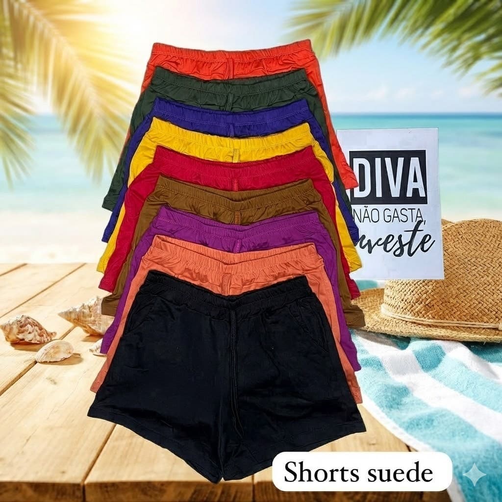 kit Short Feminino curto Malha / Leve e soltinho Shorts Shortinho Malha Suede