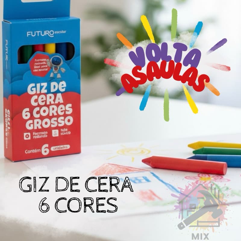 GIZ DE CERA 6 CORES GROSSO PINTURA - FUTURO