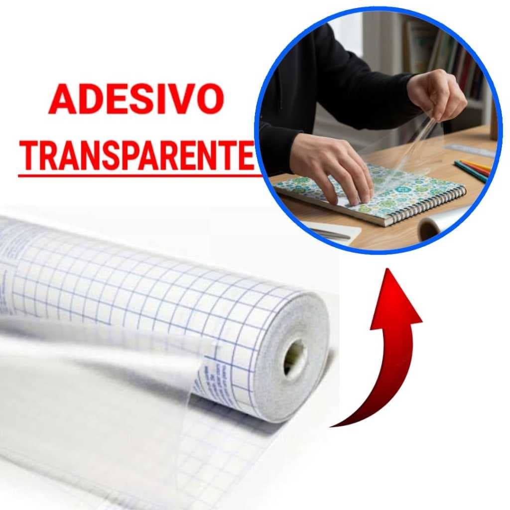 Adesivo Para Encapar Caderno Transparente Cristal 60 Micras 45cm X 5m Promoção!