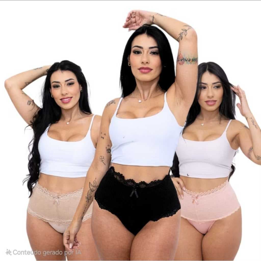 Kit CALCINHA CINTA RENDA COTTOM CALCINHA ALTA COMPRESSÃO MODELADORA CÓS ALTO REDUZ CULOTE AFINA CINTURA CONFORTÁVEL