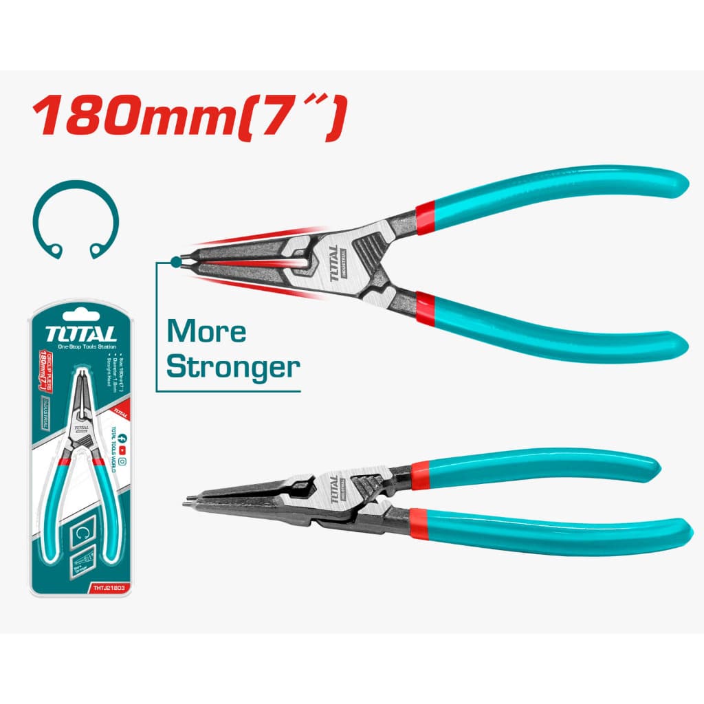 ALICATE P/ ANÉIS DE RETENÇÃO 180 MM (7") - PONTA RETA - (Abertura Interna) - TOTAL TOOLS