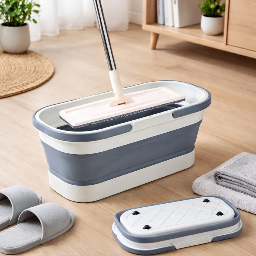 Balde Dobrável Retrátil Flexível Retangular 26L Silicone Multiuso Com 4 Rodinha