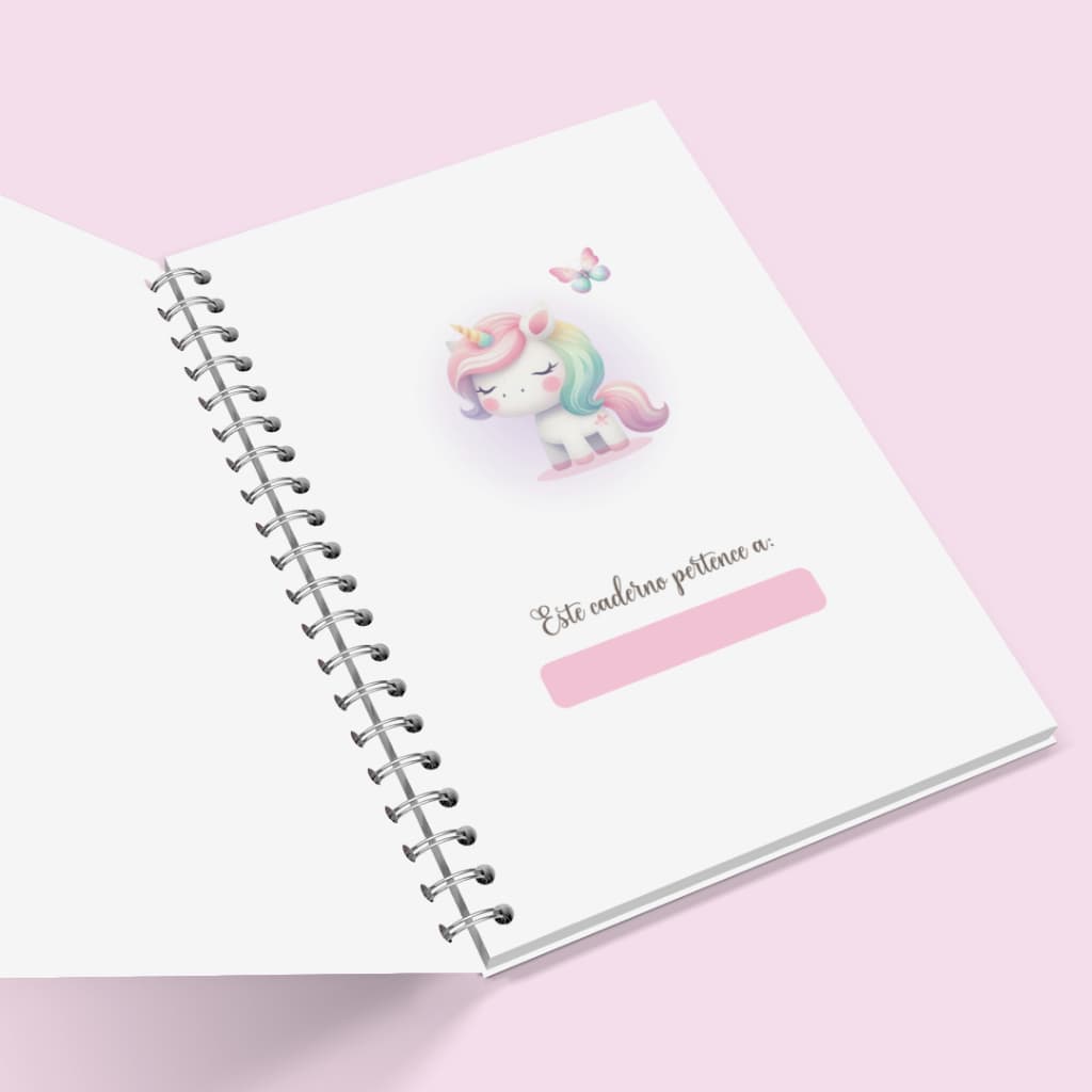 7 unidades Caderno unicornio 80 folhas  linhas TAMANHO PEQUENO+ cad. quadriculado volta as aulas escolar 2026