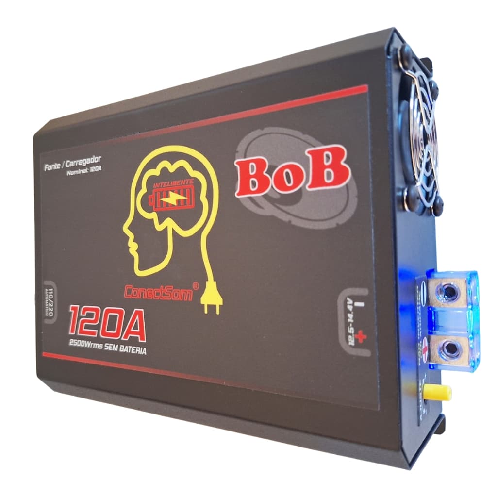 Fonte Carregador Automotiva 120a Bivolt Profissional Para Som Pesado e Caixa Bob - Alta Potência