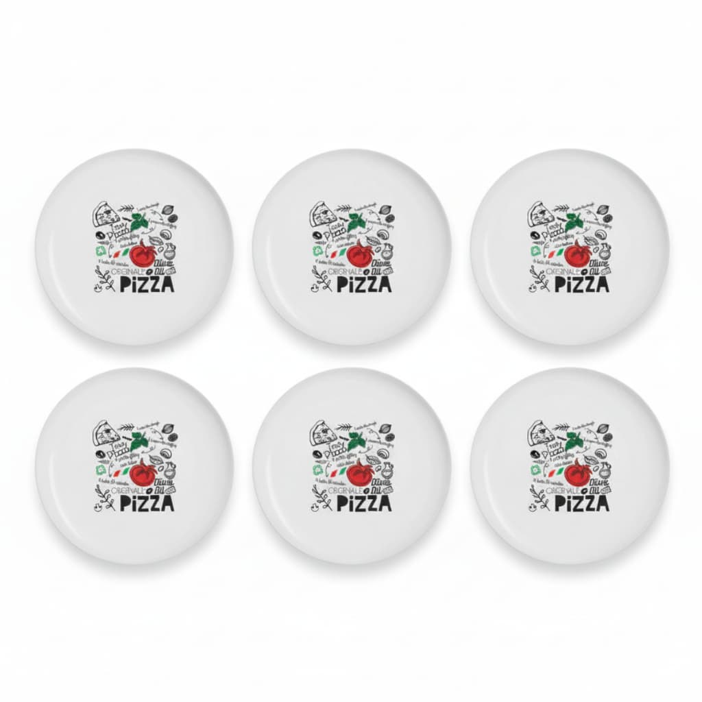 Kit 6 Pratos Opaline 32 cm Decorados para Pizza Branco Elegante Resistente e Durável
