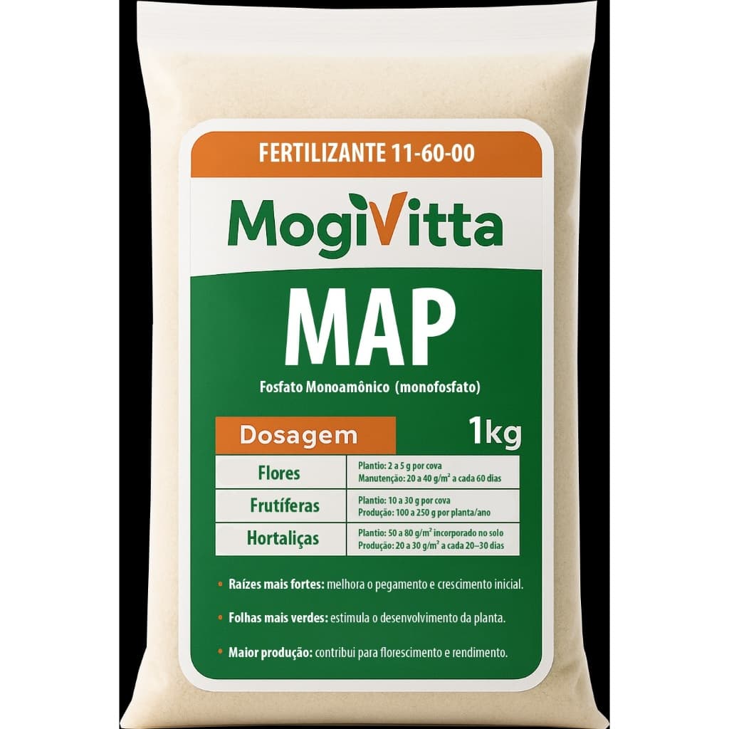 Fertilizante MAP Purificado - Fosfato Monoamonico 12-61-00 - Adubo para Crescimento e Enraízamento