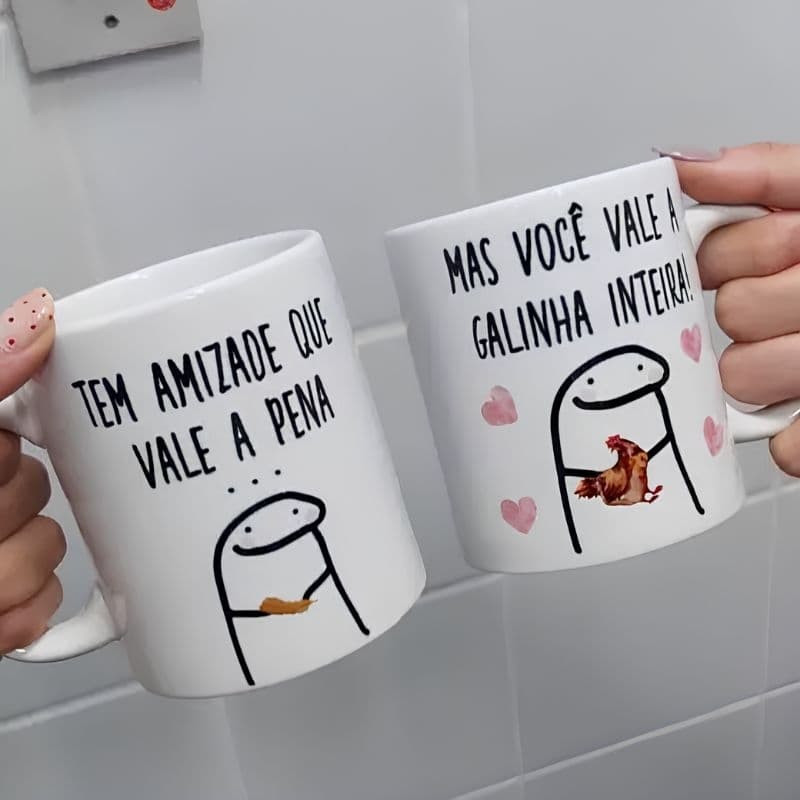 Caneca Flork Amizade Engraçada – “Você Vale a Galinha Inteira” | Porcelana 325ml