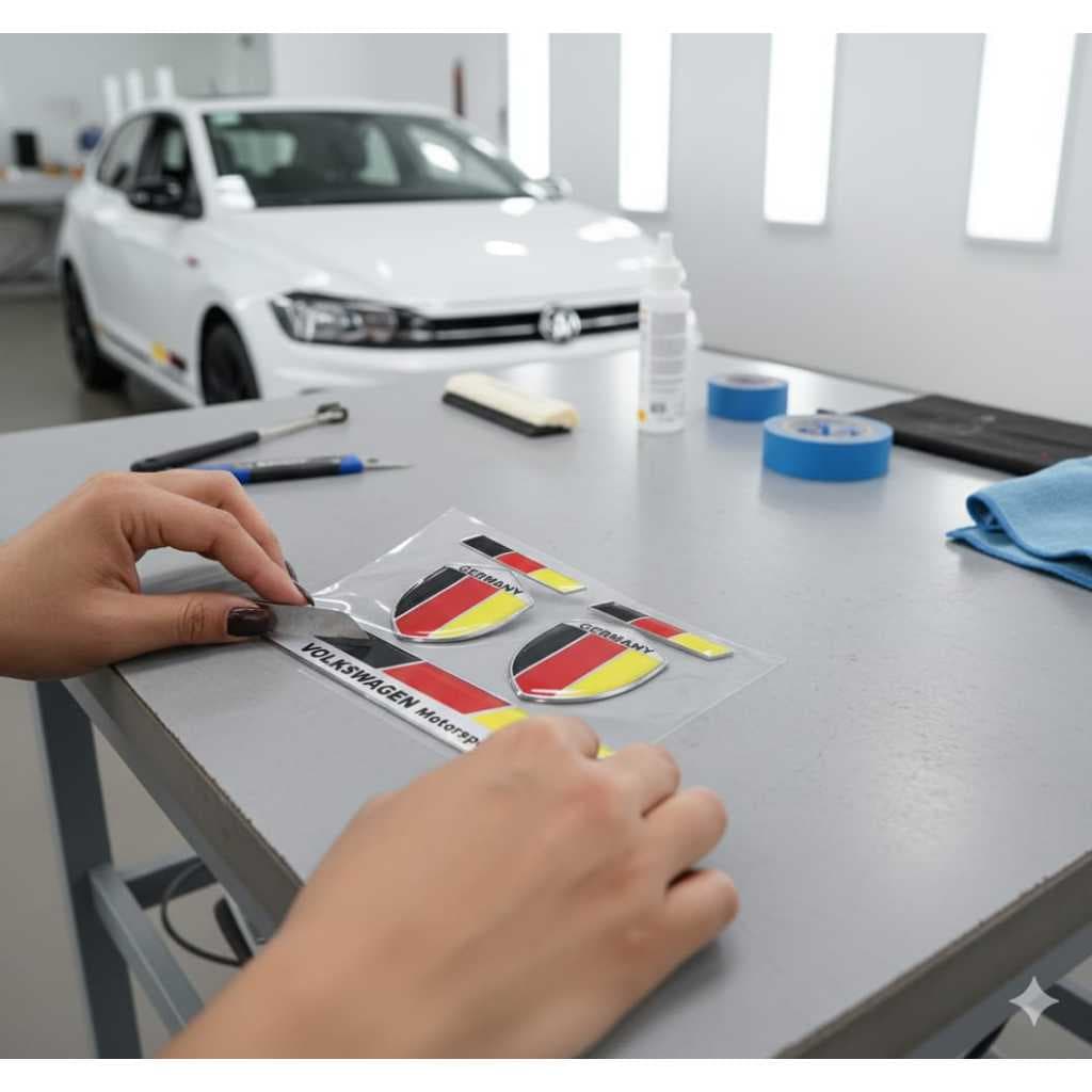 Kit Adesivos Emblema Escudo Grade Coluna Alemanha Resinado