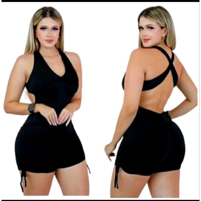 Macaquinho Fitness Feminino Suplex Modelo Josy Com Cordinha Lateral