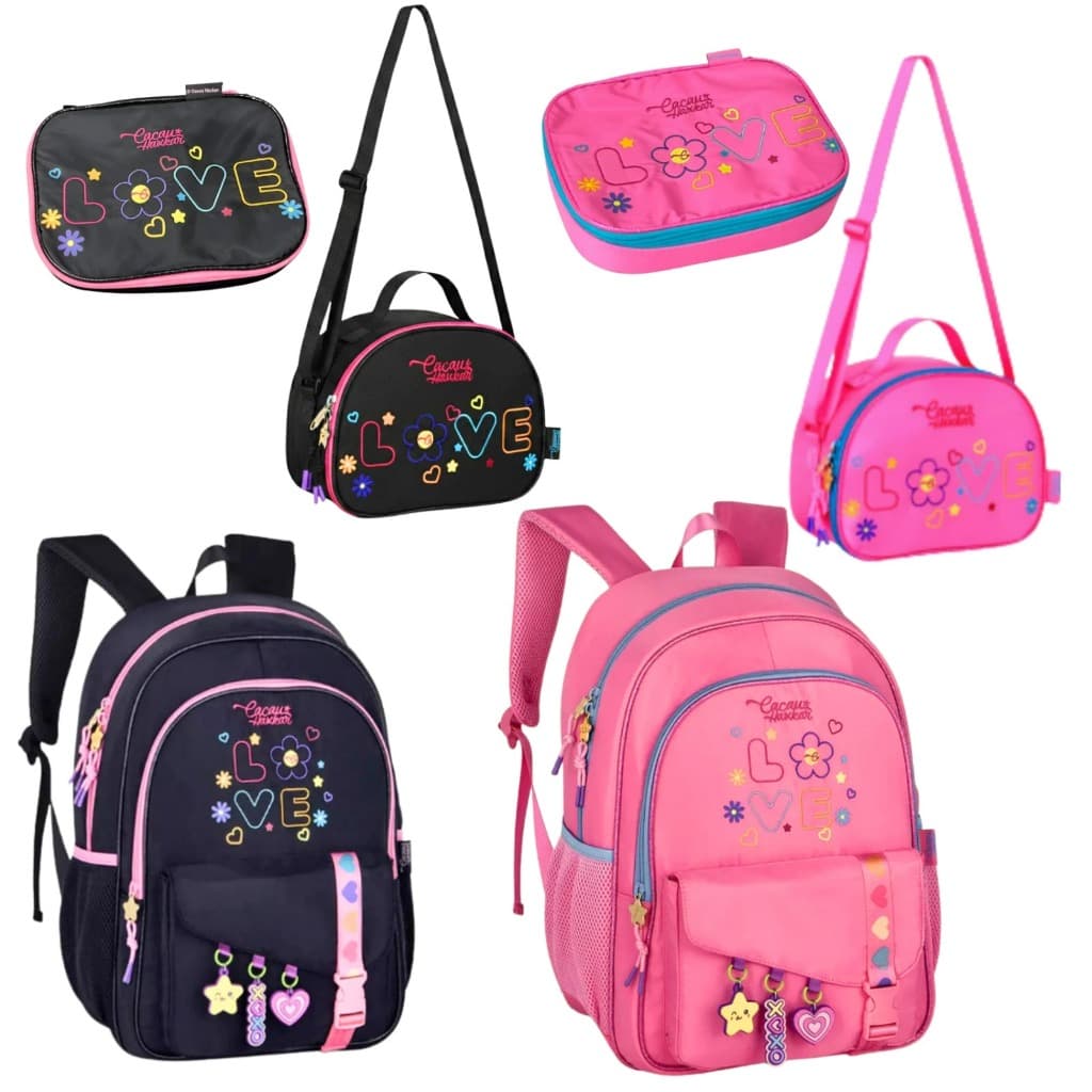 Kit Mochila Estojo e Lancheira Cacau Haxkar YouTube Infantil Original
