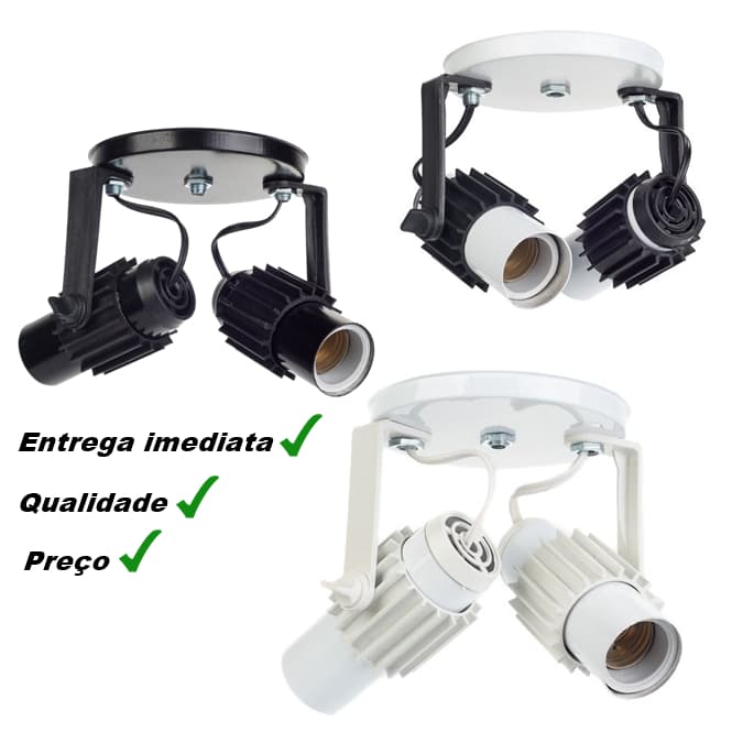Spot luminaria Duplo teto ou Parede aletado Articulado Cores 127/220Vlts