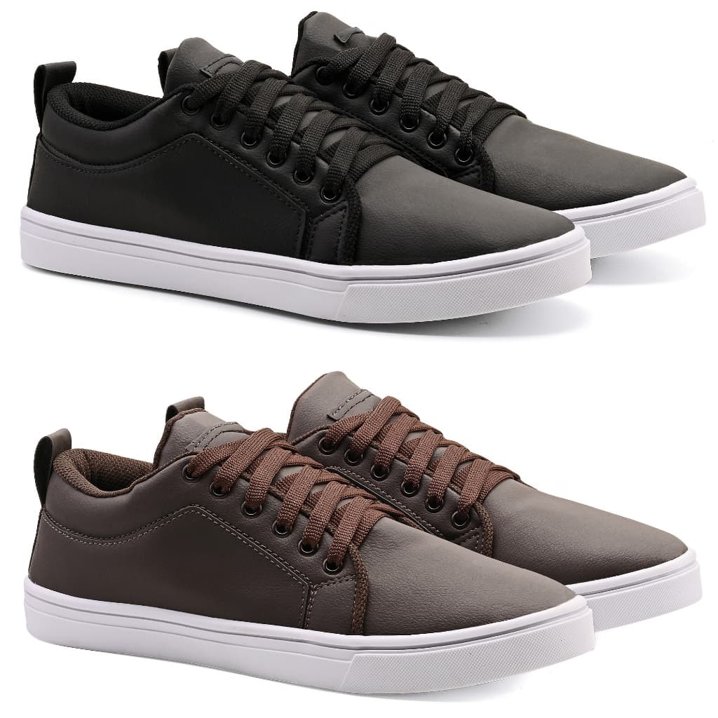 Kit dois Par Tênis Masculino Casual com Conforto Duradouro em Couro Sintético