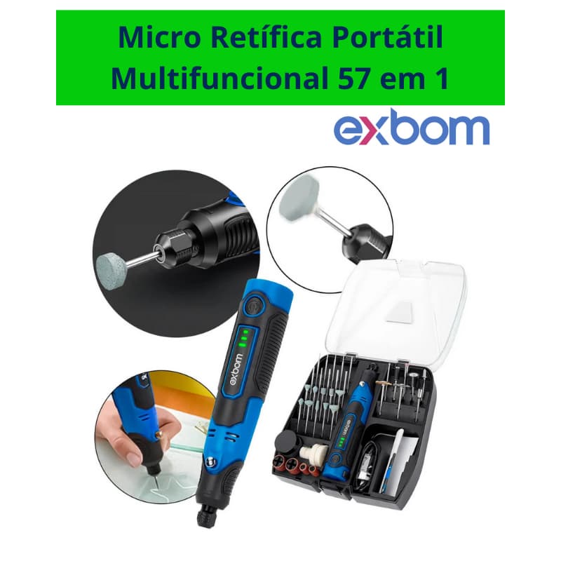 Mini Retífica Portátil Multifuncional Sem Fio 57 Em 1 Ferramenta Eletrica Exbom