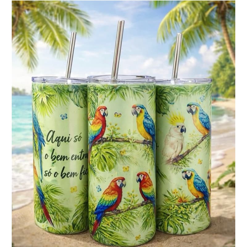 Squeeze térmica tropical com canudo/só o bem entra e fica