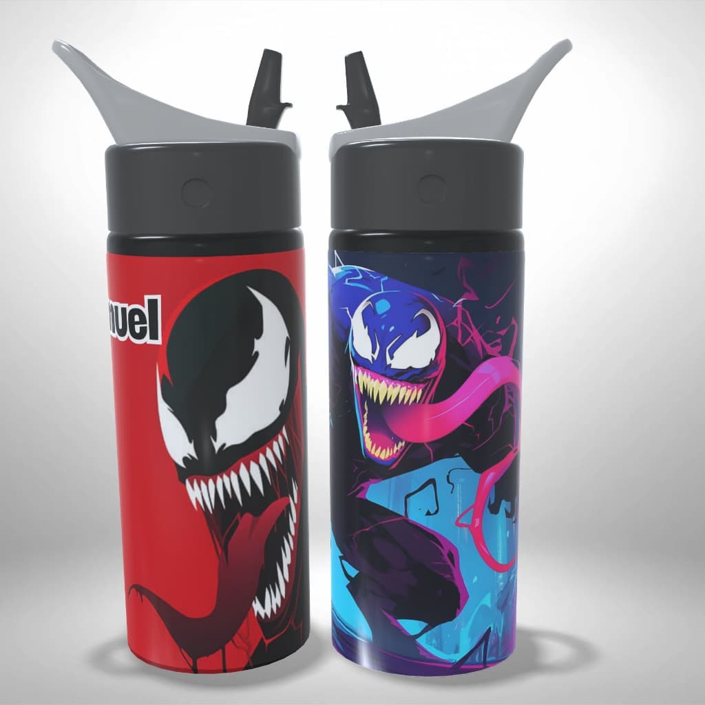 Garrafa Squeeze Alumínio Infantil Personalizada Venom Heróis Escolar