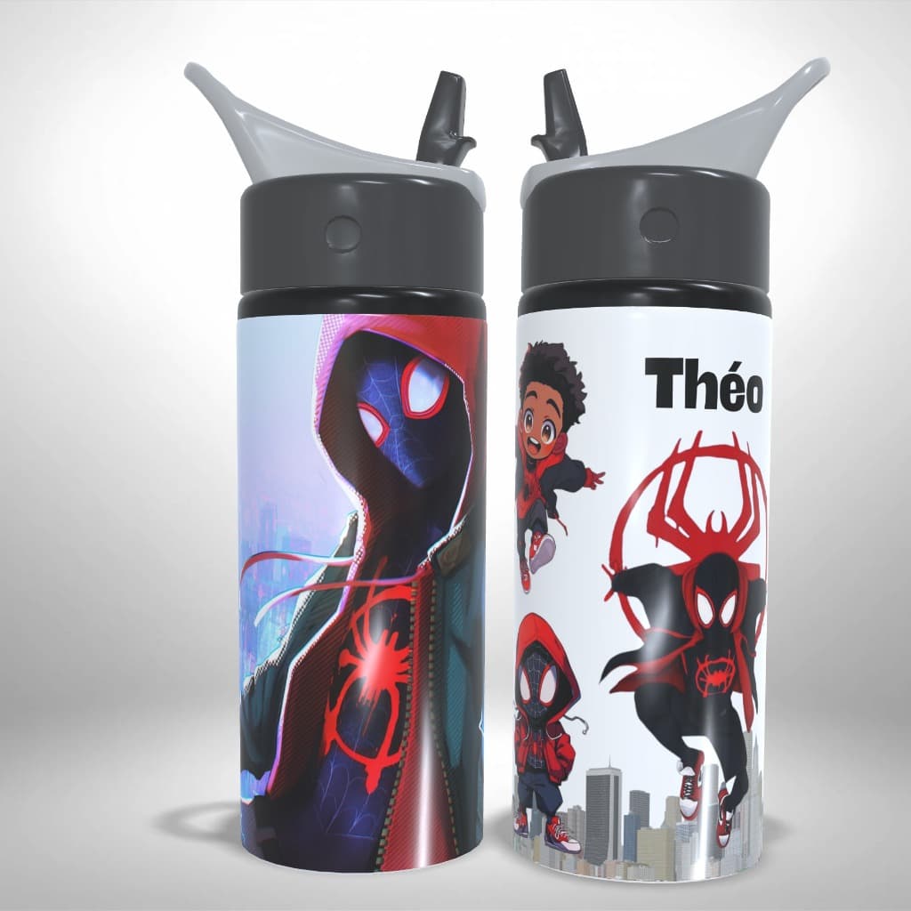 Garrafa Squeeze Alumínio Infantil Personalizada Spider Miles Morales Heróis Escolar