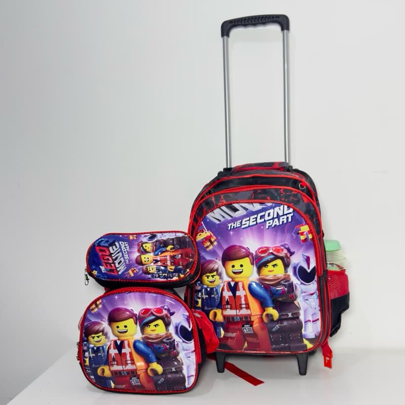 Kit Mochila Escolar Infantil 3DRoblox Masculina com Rodinhas + Lancheira Térmica + Estoj