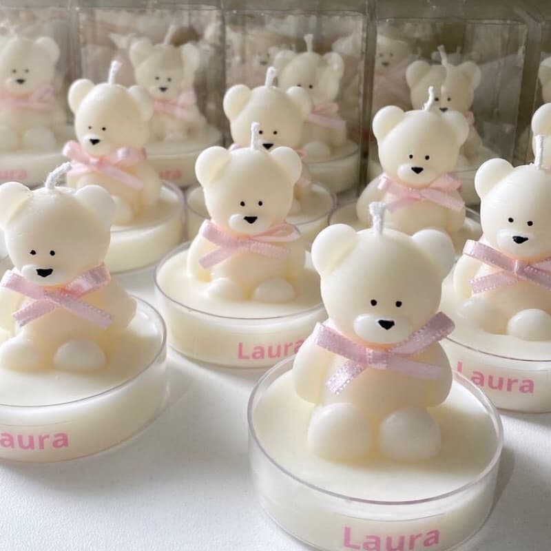 Vela Ursinho Aromática Personalizada na Caixa Acetato | Lembrancinha Luxo velas aromáticas artesanal kits
