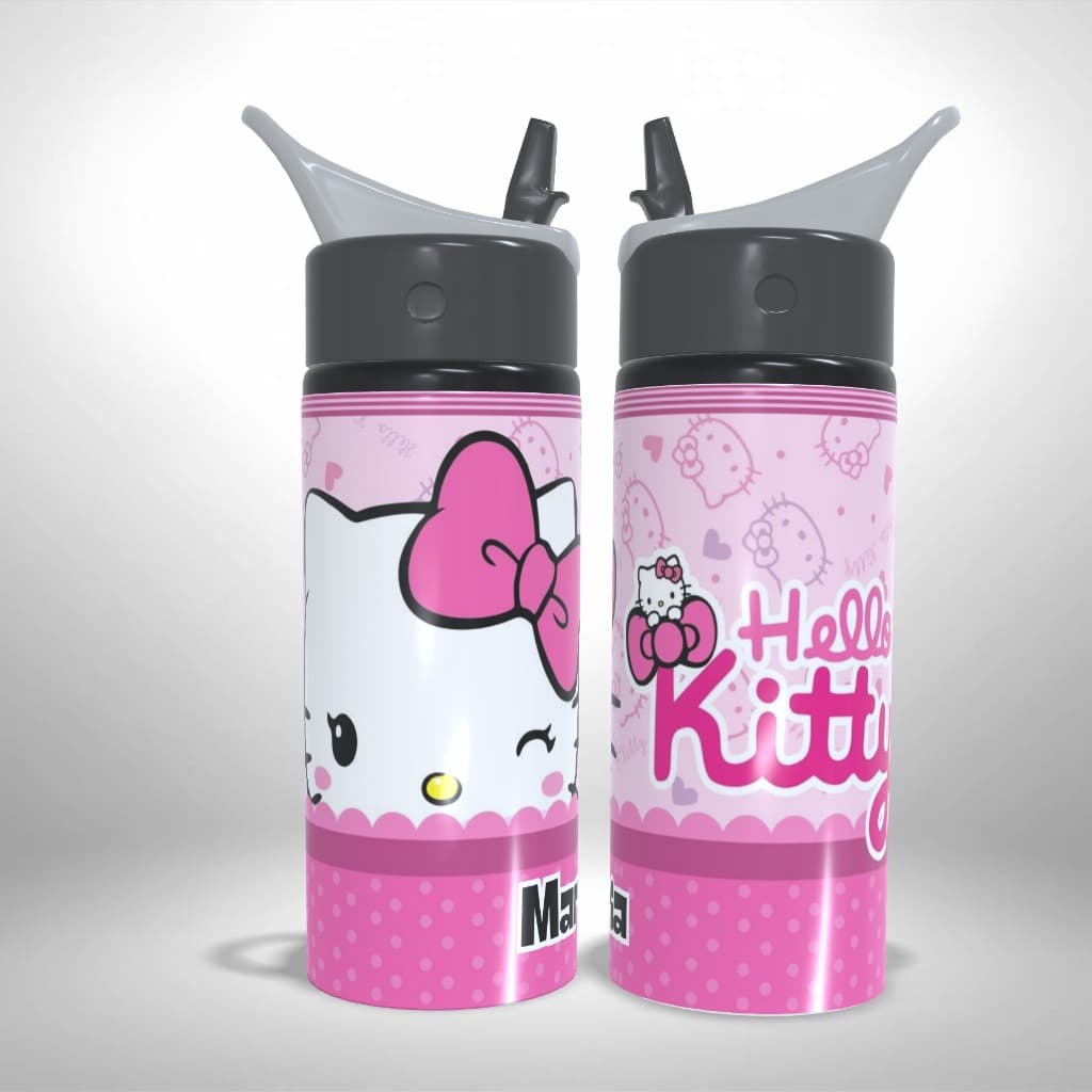 Garrafa Squeeze Hello Kitty Girl Personalizada Alumínio Garrafinha Infantil Escolar