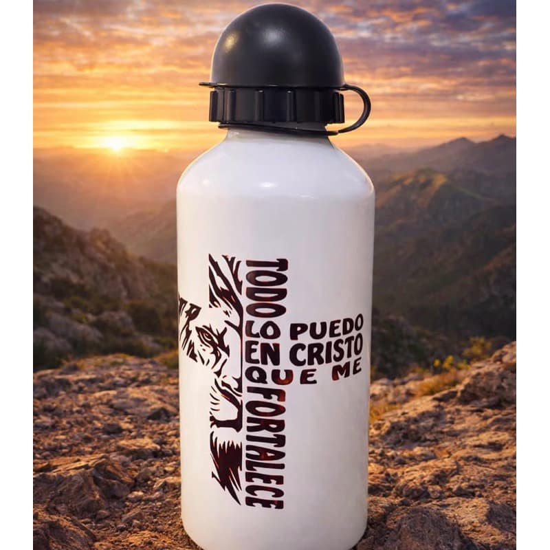 Garrafinha squeeze 500ml/ tudo posso naquele que me fortalece