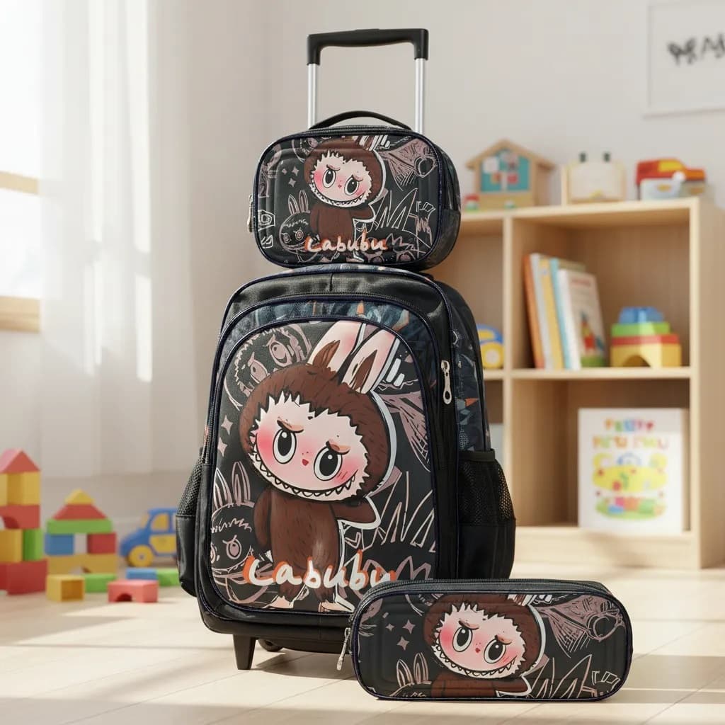 Kit Mochila Escolar Infantil Com Estampa La bu bu