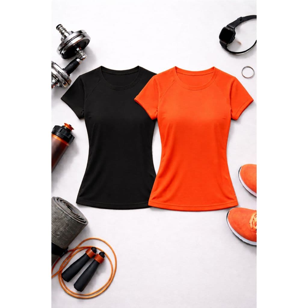 Kit 2 Peças Pack Camiseta Baby Look Dry Fit Básica Minimalista Moda Fitness
