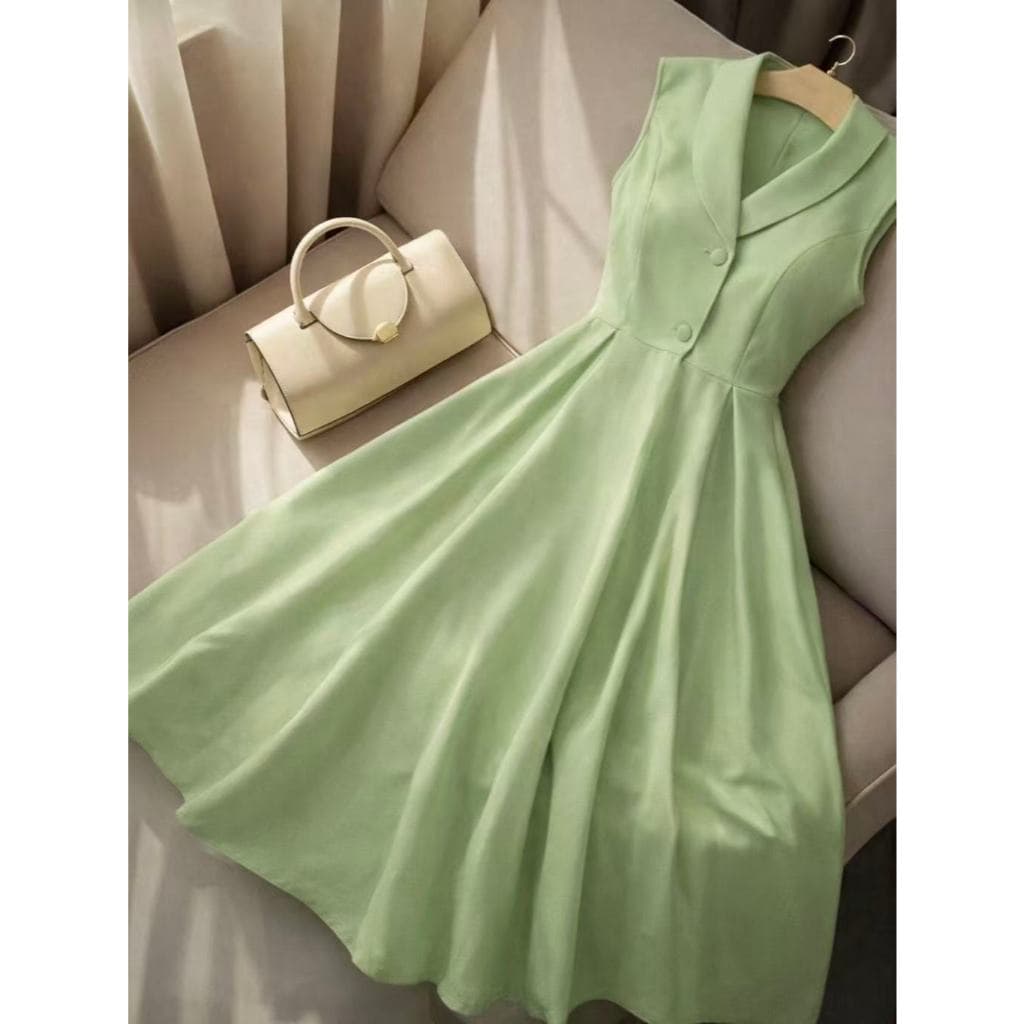 Vestido elegante verão primavera feminina casual confortavel simples casual sem manga alfaiataria liso elegante Festa Bo