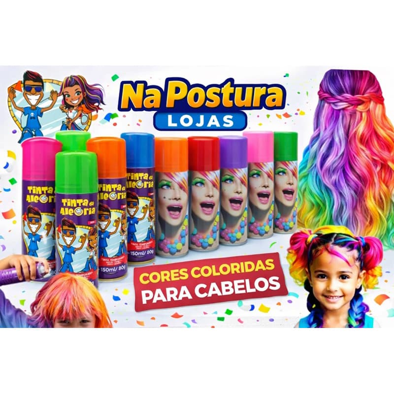 Spray Colorido Para Cabelo Tinta Temporária 150ml Lavável Infantil Festa Carnaval Cosplay