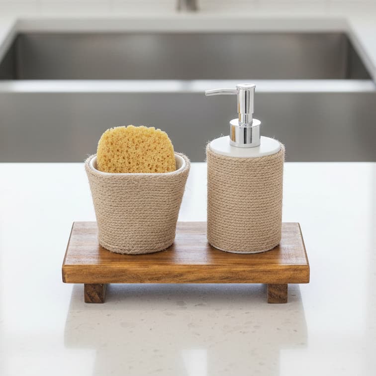 Bandeja Organizadora Pia Lavabo Cozinha Madeira Rustica Decorativa - 25x8