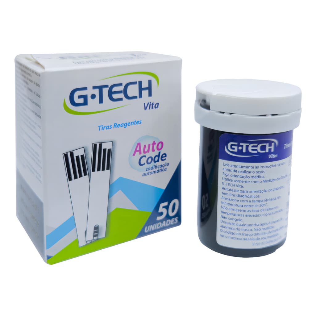 50 Tiras G- TECH VITA De Teste Glicemia Compatível Com Aparelho G-tech Vita
