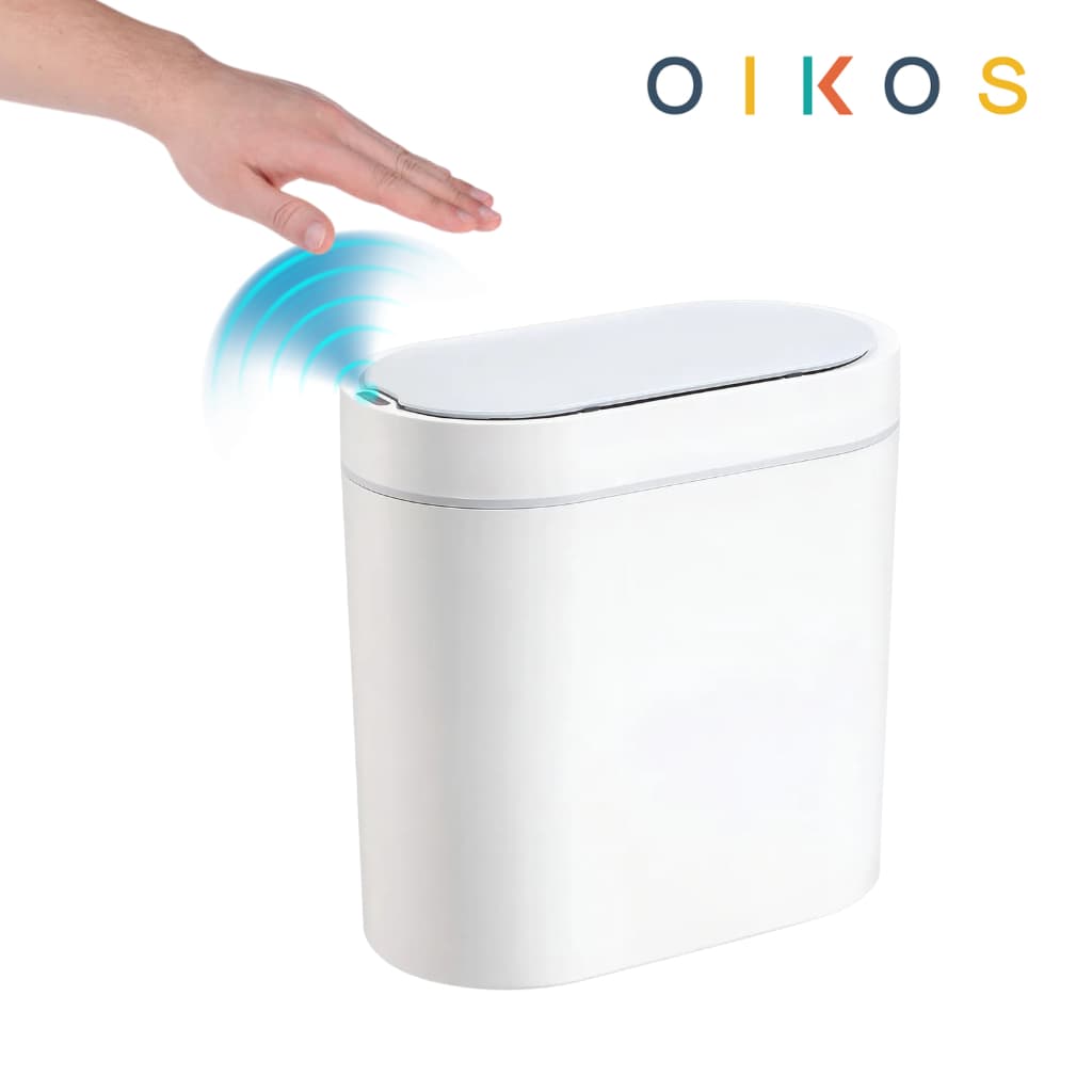 Lixeira Automática De Plástico 6l Oval Oikos Branca