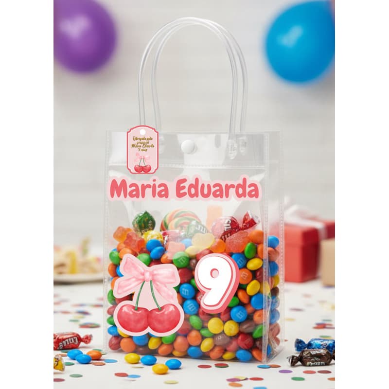 Kit Personalizado De Adesivos Tema Cerejinha | NAO ACOMPANHA SACOLA Adesivos + Tag Festa Infantil Fazemos todos os temas