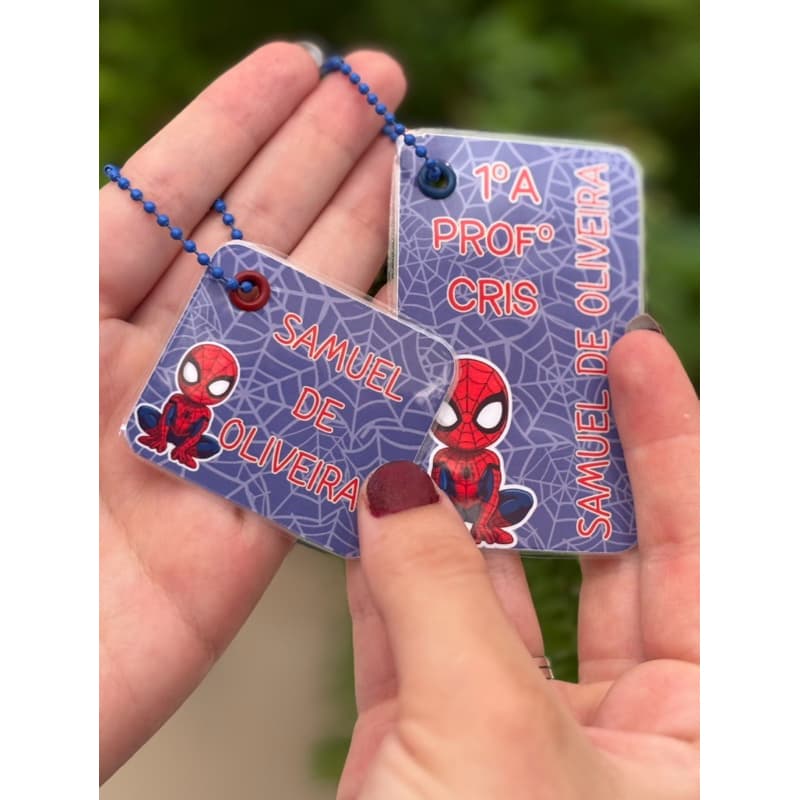 Kit Chaveiro Escolar Personalizado Homem Aranha| 4 Unidades | Identificação Escolar - Todos os Temas
