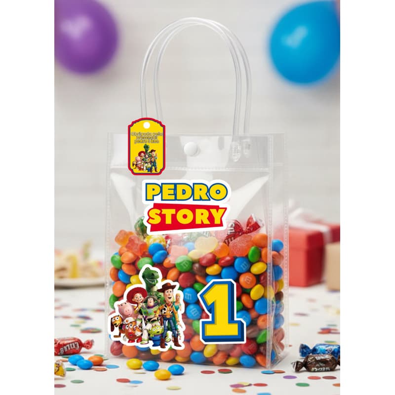 Kit de Adesivos Personalizado para Sacolinha Transparente Toy Story|NAO ACOMPANHA SACOLA Adesivos + Tag | Festa Infantil