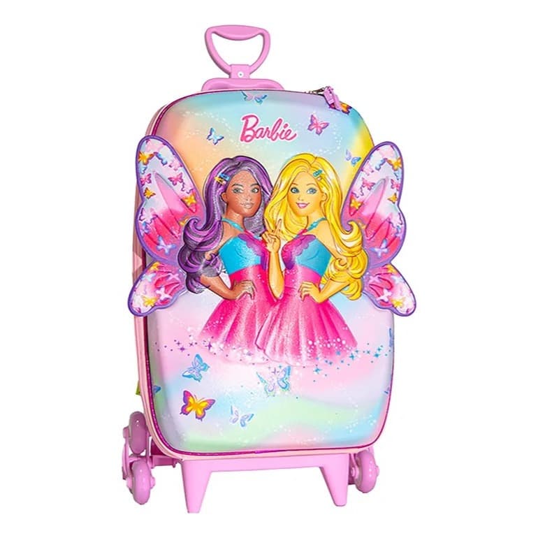 Mala Mochila 3D de Rodinha Barbie Borboleta Maxtoy