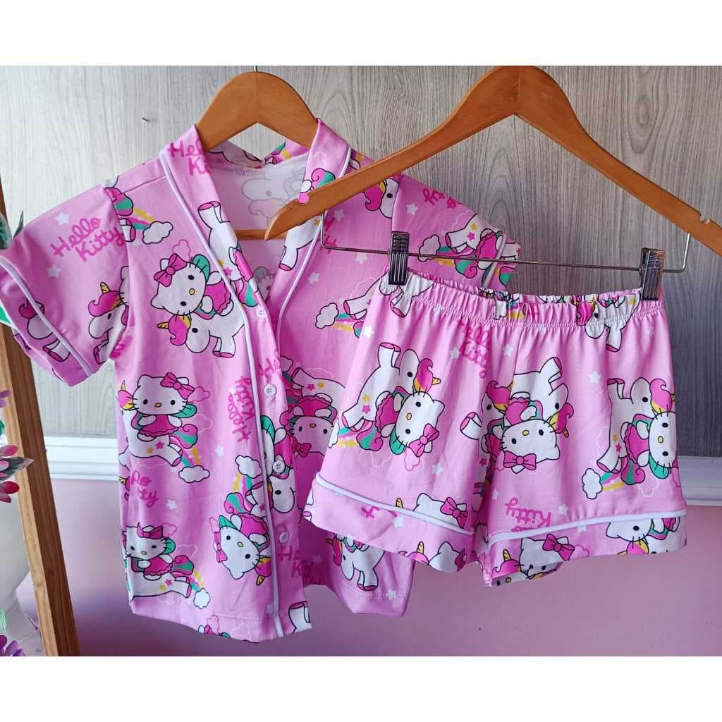 Pijama Infantil Hello Kiitty Rosa Unicórnio Adulto
