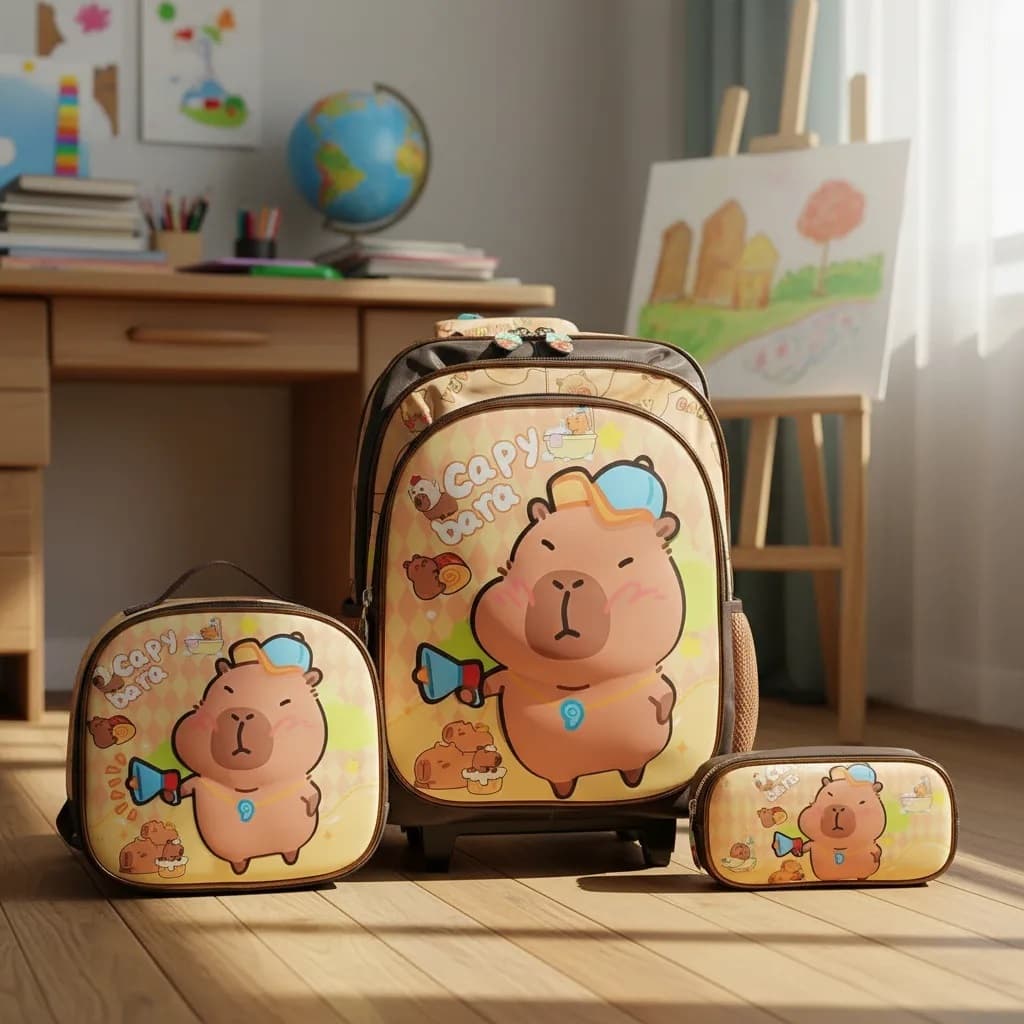 Kit Mochila Escolar Infantil Com Estampa Capibara Variedades