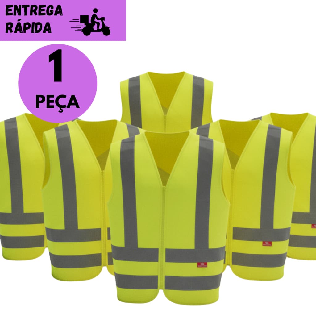 Colete Refletivo Tipo Blusão Com Zíper Sem Bolso EPI Alta Visibilidade Verde p/ Entregador