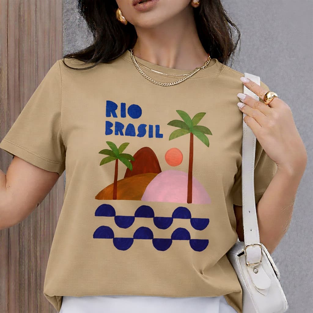 Camiseta Feminina Estampa Rio Algodão 100% Premium Camisa Confortável