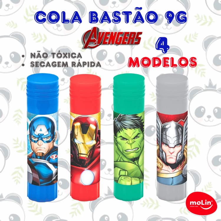 Cola em Bastão Vingadores Avengers 9g Marvel Unidade 4 Modelos | Molin