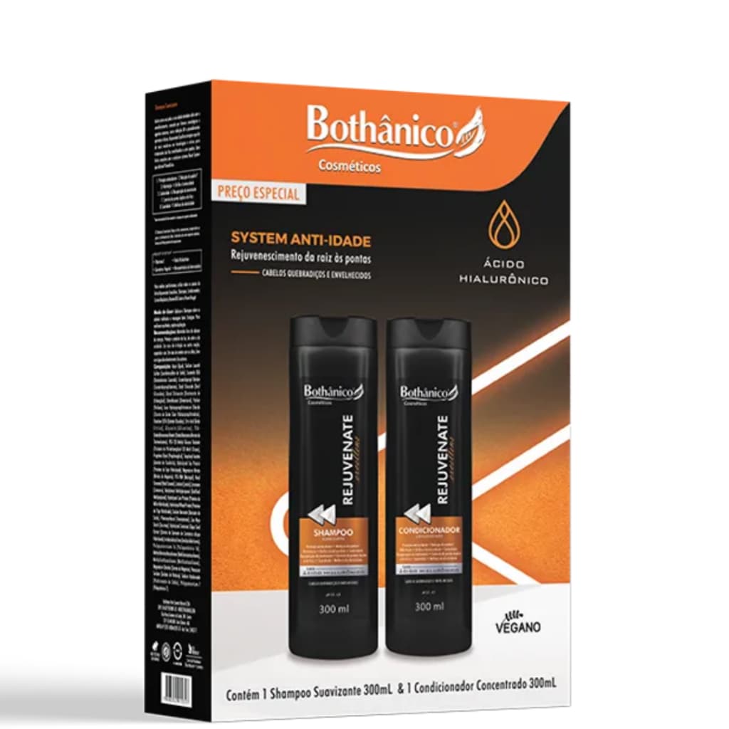 Kit Rejuvenate Shampoo e Condicionador 300ml, Bioplastia dos Fios Proteção Bothanico Hair Cosméticos