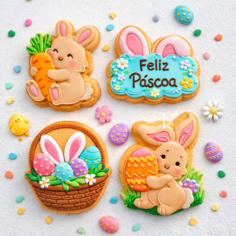 Cortador e Carimbo de Biscoito de coelhinho da Páscoa 8cm, 4 peças Artigo de Confeitaria coelho da páscoa
