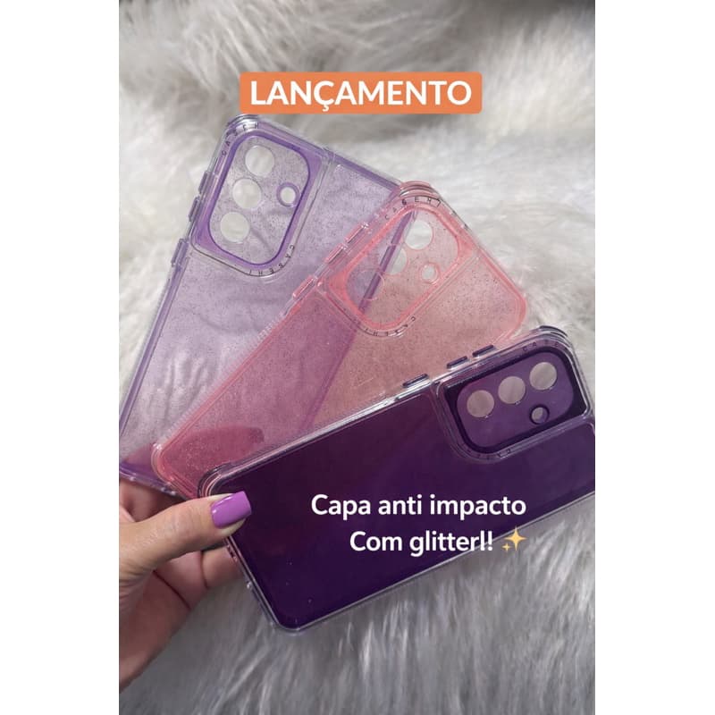 Capa Anti-Impacto com Glitter Samsung A14 / A15 / A16 / A56 – Proteção + Estilo