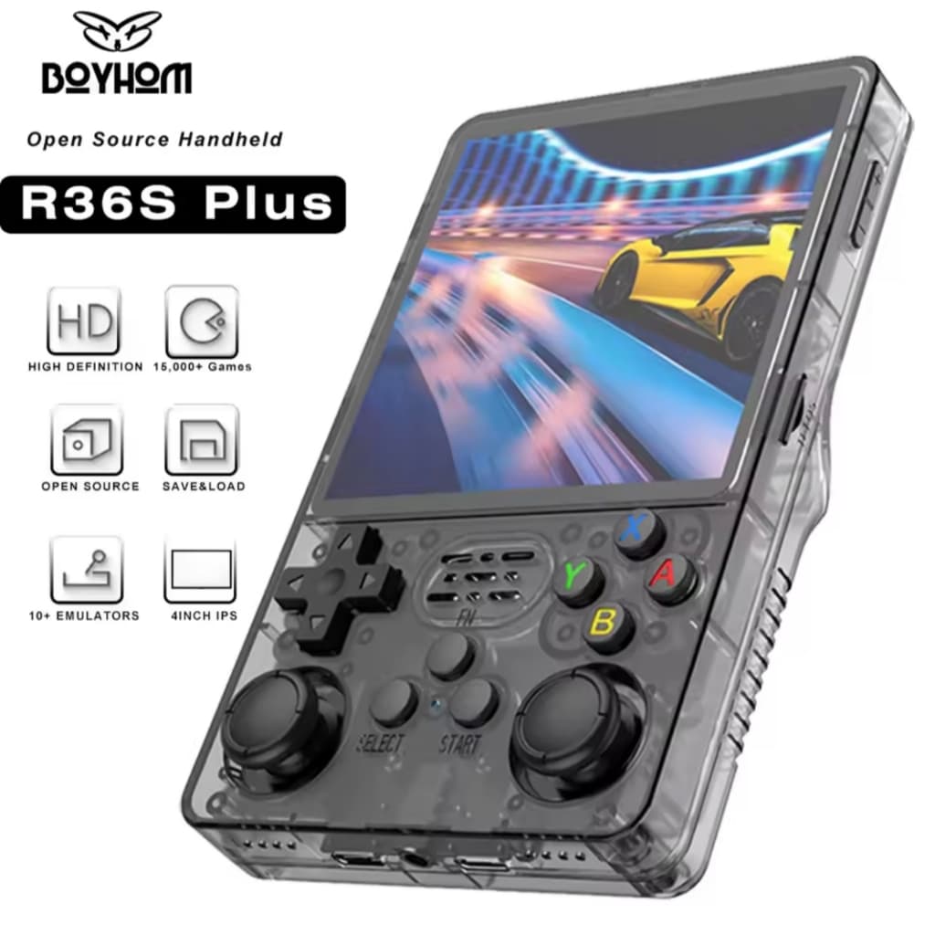 Console Portátil R36S Plus Retrô 64GB +18.000 Jogos Tela IPS 4 Polegadas