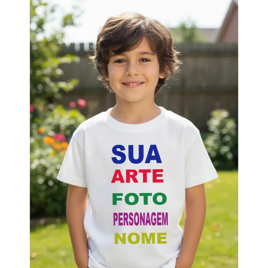 Camiseta Infantil Personalizada Com Seu Tema Foto Frase Arte