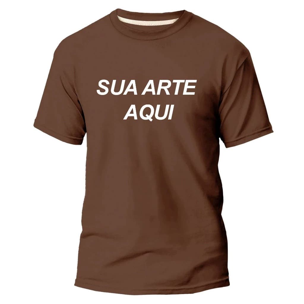 Camiseta Personalizada Unisex - Com Sua Estampa, Logo, Arte Sua Estampa Marrom