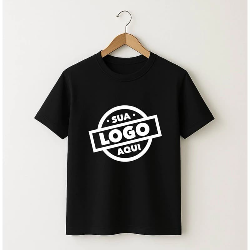 Camiseta Personalizada 100% Algodão Preto Faça Sua Logo Aqui Empresas Eventos