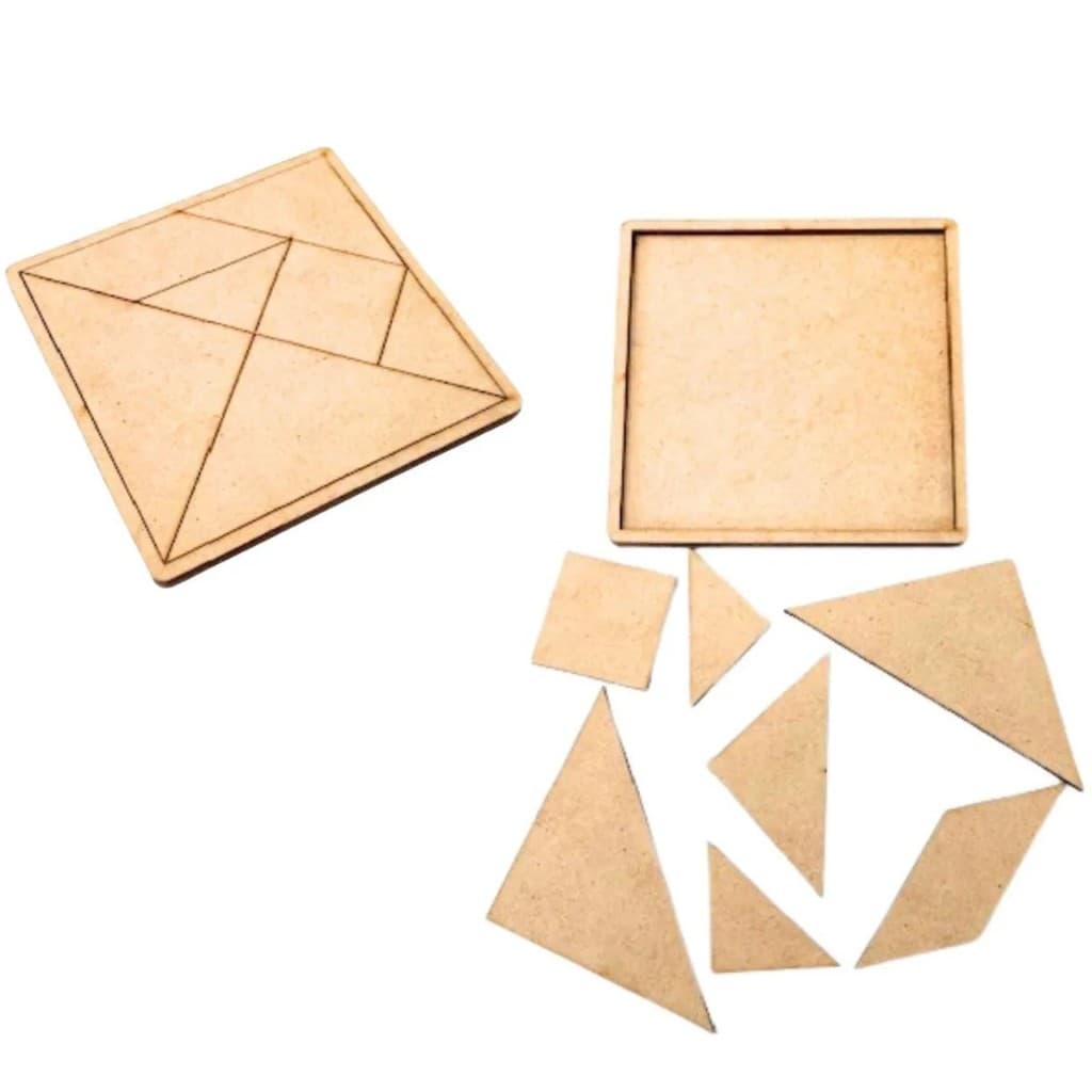 Kit Tangram Tabuleiro Brinquedo Educativo Lembrancinha Escolar Festa Jogo Interativo Personalizado MDF