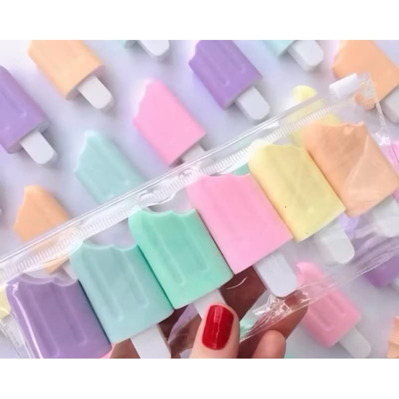 Kit 6 Marca-Texto Mini Picolé 6 Cores | Papelaria Escolar